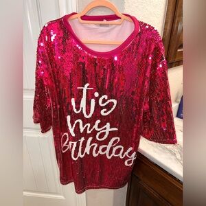Fushia sequined birthday dress
